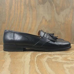 Magnanni Kiltie Tassel Black Leather Loafers
